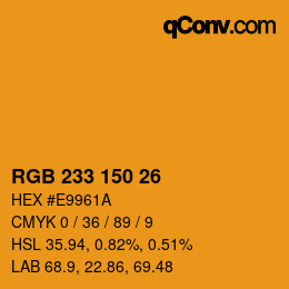 Color code: RGB 233 150 26 | qconv.com