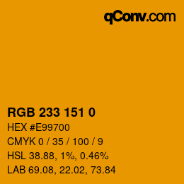 Color code: RGB 233 151 0 | qconv.com