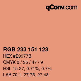 Color code: RGB 233 151 123 | qconv.com