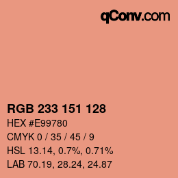 Color code: RGB 233 151 128 | qconv.com