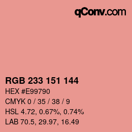 カラーコード: RGB 233 151 144 | qconv.com