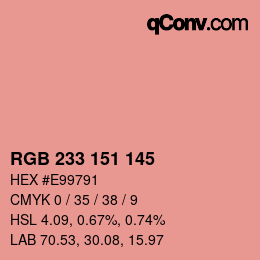 Color code: RGB 233 151 145 | qconv.com