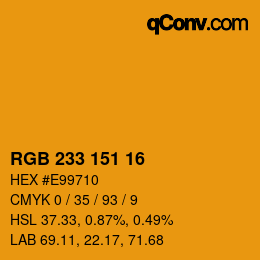 Color code: RGB 233 151 16 | qconv.com