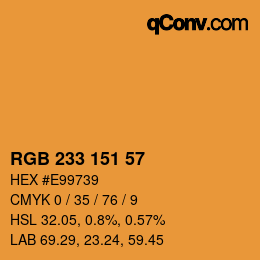 Color code: RGB 233 151 57 | qconv.com
