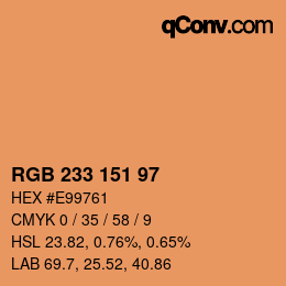 Color code: RGB 233 151 97 | qconv.com
