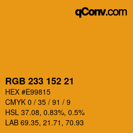 カラーコード: RGB 233 152 21 | qconv.com