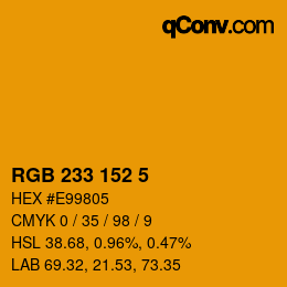 Color code: RGB 233 152 5 | qconv.com