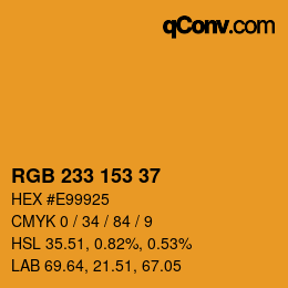 Color code: RGB 233 153 37 | qconv.com