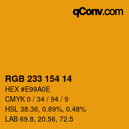 Color code: RGB 233 154 14 | qconv.com
