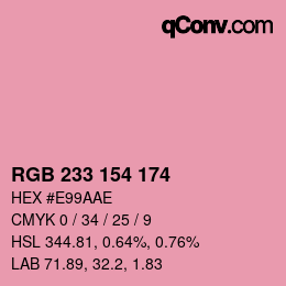 Color code: RGB 233 154 174 | qconv.com