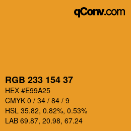 Color code: RGB 233 154 37 | qconv.com