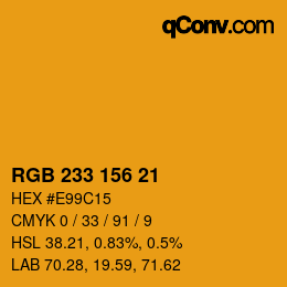 Color code: RGB 233 156 21 | qconv.com