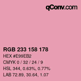 Color code: RGB 233 158 178 | qconv.com