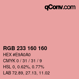 Color code: RGB 233 160 160 | qconv.com