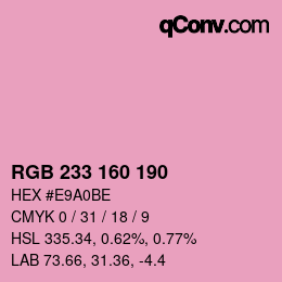 Color code: RGB 233 160 190 | qconv.com