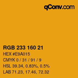 Color code: RGB 233 160 21 | qconv.com