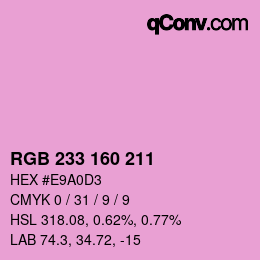 Color code: RGB 233 160 211 | qconv.com