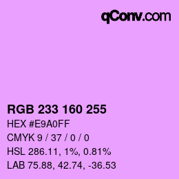 Color code: RGB 233 160 255 | qconv.com