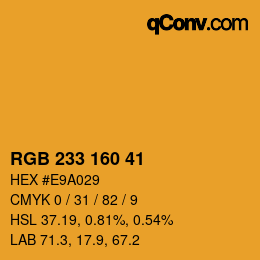 Color code: RGB 233 160 41 | qconv.com