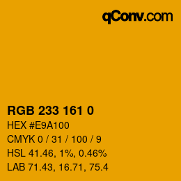 カラーコード: RGB 233 161 0 | qconv.com