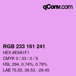 Farbcode: RGB 233 161 241 | qconv.com