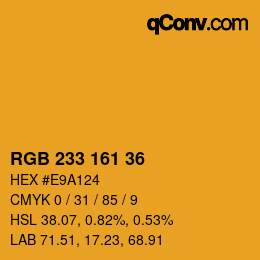 Color code: RGB 233 161 36 | qconv.com