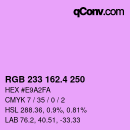 カラーコード: RGB 233 162.4 250 | qconv.com