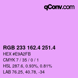 カラーコード: RGB 233 162.4 251.4 | qconv.com