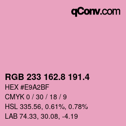カラーコード: RGB 233 162.8 191.4 | qconv.com