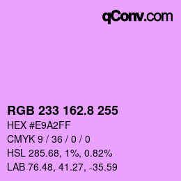 カラーコード: RGB 233 162.8 255 | qconv.com