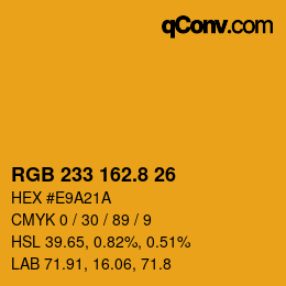 カラーコード: RGB 233 162.8 26 | qconv.com