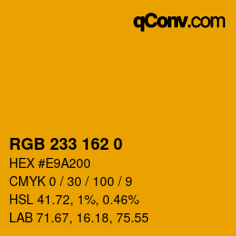 カラーコード: RGB 233 162 0 | qconv.com
