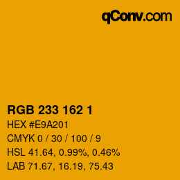 Color code: RGB 233 162 1 | qconv.com