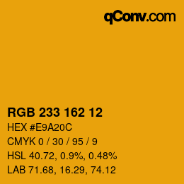 Color code: RGB 233 162 12 | qconv.com