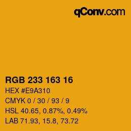 Color code: RGB 233 163 16 | qconv.com