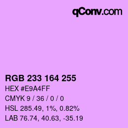 Color code: RGB 233 164 255 | qconv.com