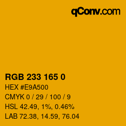 Color code: RGB 233 165 0 | qconv.com