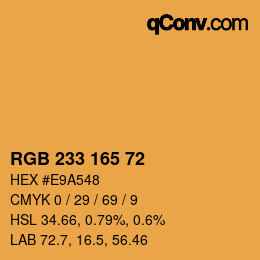 Color code: RGB 233 165 72 | qconv.com