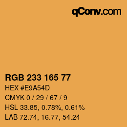 Color code: RGB 233 165 77 | qconv.com