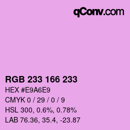 カラーコード: RGB 233 166 233 | qconv.com