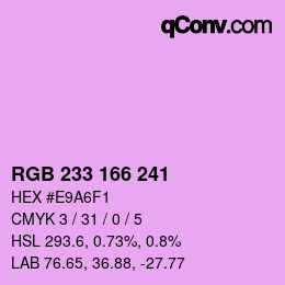 Color code: RGB 233 166 241 | qconv.com