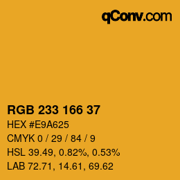 Color code: RGB 233 166 37 | qconv.com