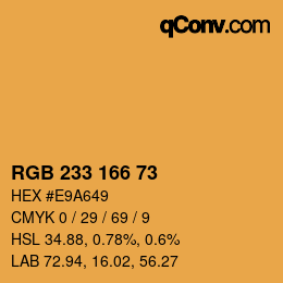 Color code: RGB 233 166 73 | qconv.com