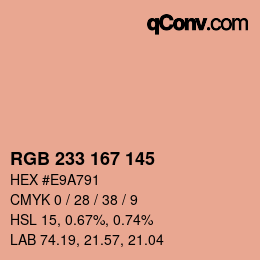 Color code: RGB 233 167 145 | qconv.com