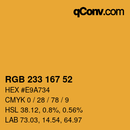カラーコード: RGB 233 167 52 | qconv.com