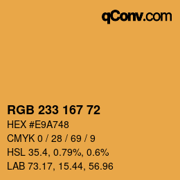 Color code: RGB 233 167 72 | qconv.com