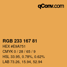 Color code: RGB 233 167 81 | qconv.com