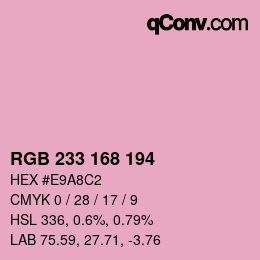 Color code: RGB 233 168 194 | qconv.com