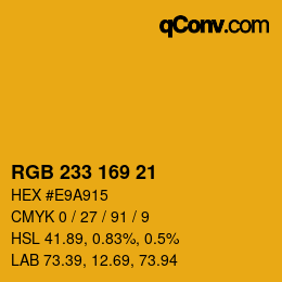 Color code: RGB 233 169 21 | qconv.com