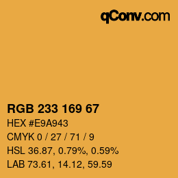 Color code: RGB 233 169 67 | qconv.com